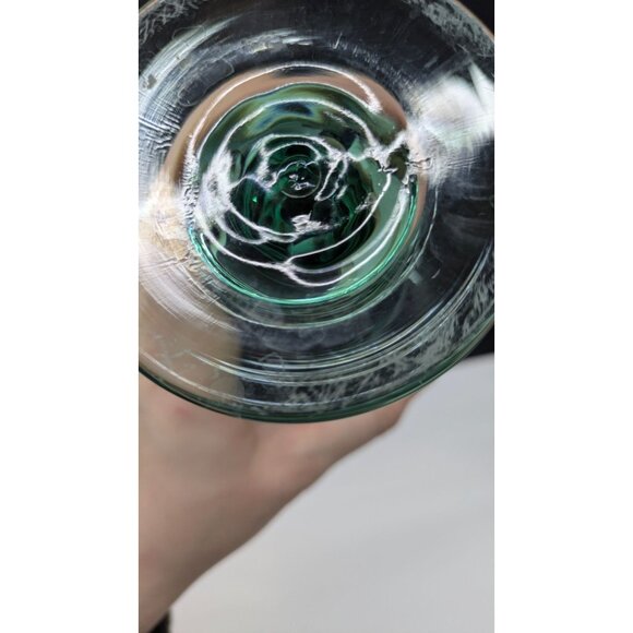 LIBBEY Vintage 90s Sirrus Spanish Green Glass Water Ice Tea Goblet 7.5" Ribbed - Picture 5 of 10